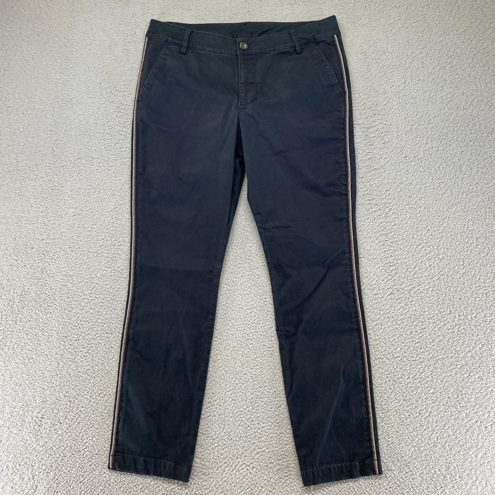 Cabi Pants Womens 8 Chino Tapered Trousers Rainbow Ribbon Black Work Office 5313